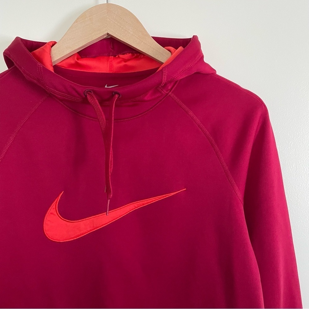 Nike Burgundy & Orange Therma Dri-Fit Training Hoodie Sweatshirt Size S